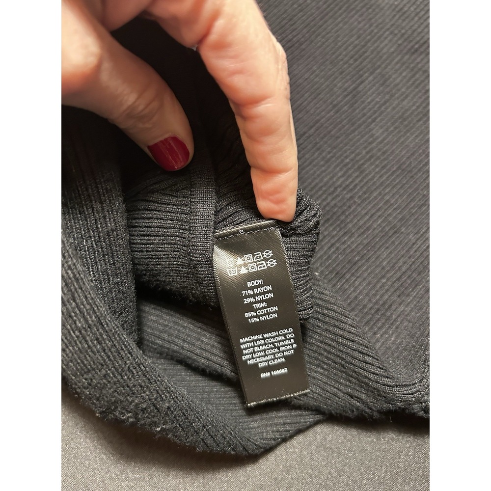 House of Harlow 1960 Black Long Sleeve V-Neck Ribbed Knit Bodysuit Womens Medium - Picture 11 of 16